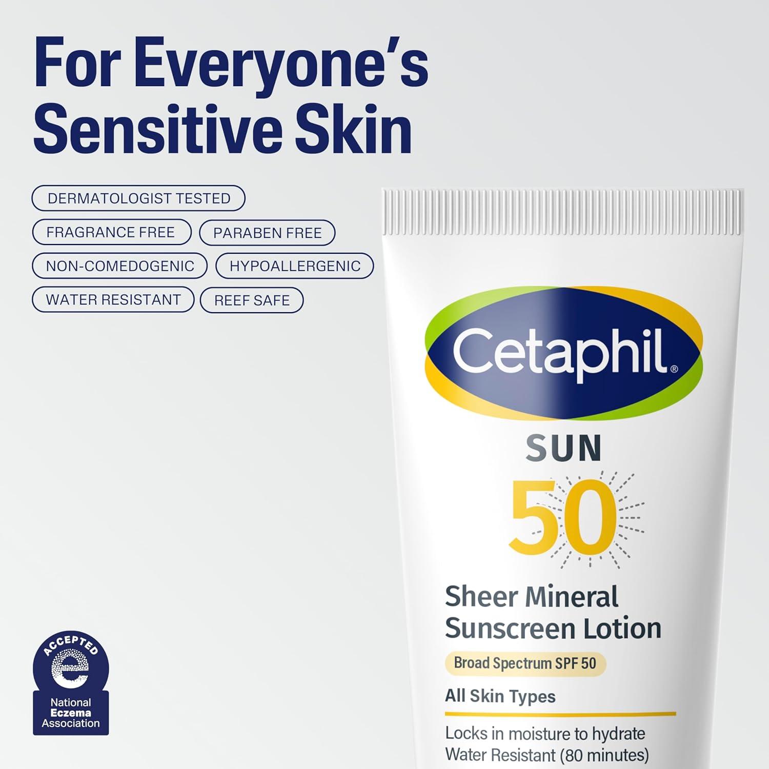 imageCetaphil Sheer Mineral Liquid Sunscreen for Face 100 Mineral UVAUVB Filters Zinc Oxide Broad Spectrum SPF 50 Formulated for Sensitive Skin Unscented 17 Fl OzNEW SPF 50 Lotion