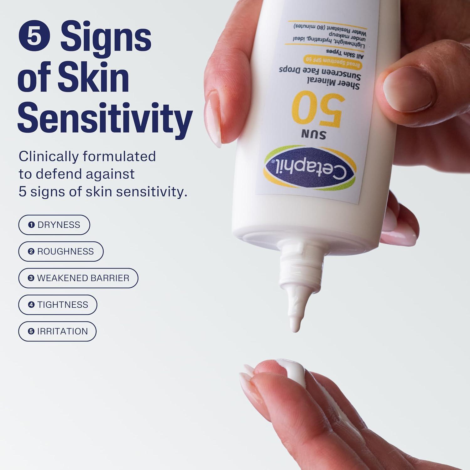 imageCetaphil Sheer Mineral Liquid Sunscreen for Face 100 Mineral UVAUVB Filters Zinc Oxide Broad Spectrum SPF 50 Formulated for Sensitive Skin Unscented 17 Fl OzSPF 50 Liquid Drops
