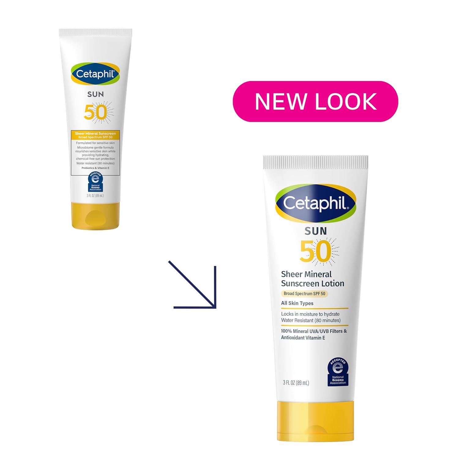 imageCetaphil Sheer Mineral Liquid Sunscreen for Face 100 Mineral UVAUVB Filters Zinc Oxide Broad Spectrum SPF 50 Formulated for Sensitive Skin Unscented 17 Fl OzNEW SPF 50 Lotion