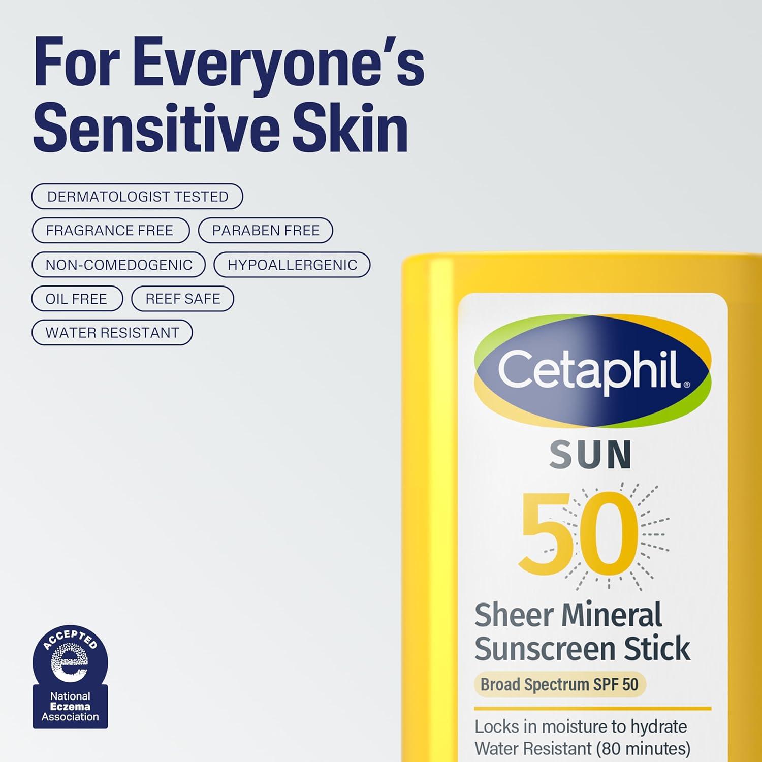 imageCetaphil Sheer Mineral Liquid Sunscreen for Face 100 Mineral UVAUVB Filters Zinc Oxide Broad Spectrum SPF 50 Formulated for Sensitive Skin Unscented 17 Fl OzSPF 50 Stick