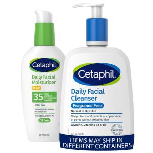 imageCetaphil Face Wash Fragrance Free Daily Facial Cleanser for Sensitive Skin 16 oz Face Moisturizer Daily Oil Free Facial Moisturizer with SPF 35 Fragrance Free Face Lotion 3 Fl Oz
