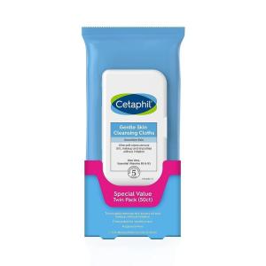 imageCetaphil Gentle Waterproof Makeup Remover OilFree Formula Suitable for Sensitive Skin 60 Fluid Ounce25 Count Pack of 2